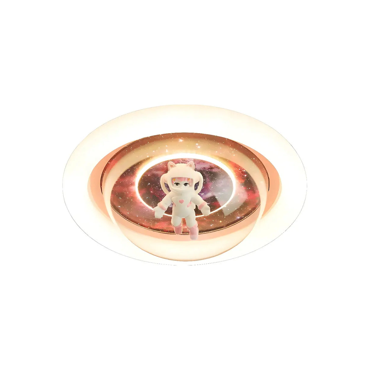 Unique Pink Circular Astronaut Flush Mount Ceiling Lamp Image - 5