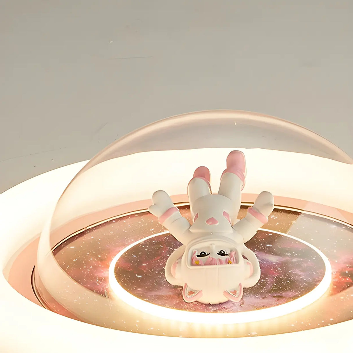 Unique Pink Circular Astronaut Flush Mount Ceiling Lamp Image - 8