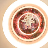 Unique Pink Circular Astronaut Flush Mount Ceiling Lamp Image - 9