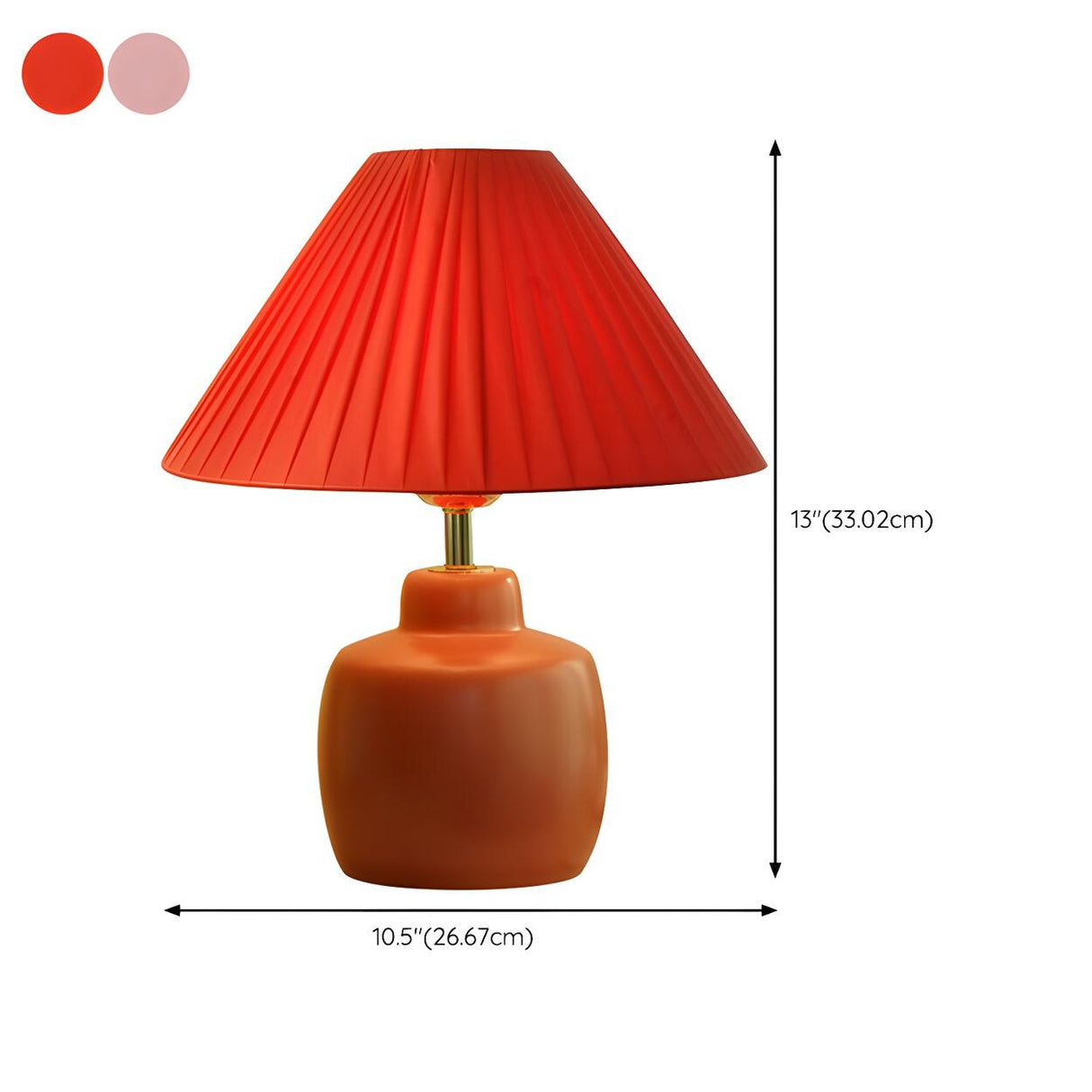 Unique Pleated Fabric Geometric Base Red Table Lamp 