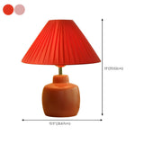 Unique Pleated Fabric Geometric Base Red Table Lamp #size