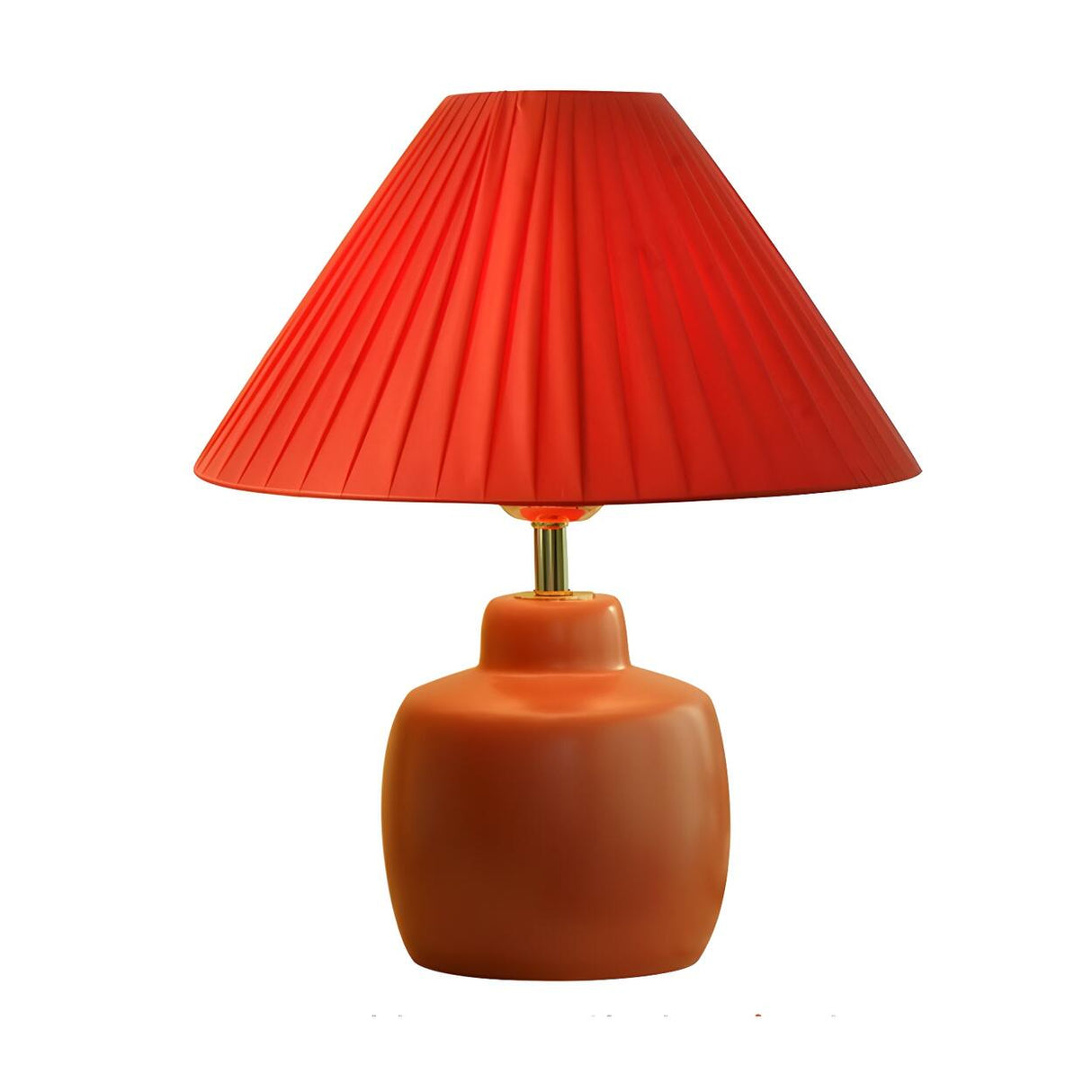 Unique Pleated Fabric Geometric Base Red Table Lamp Image - 6