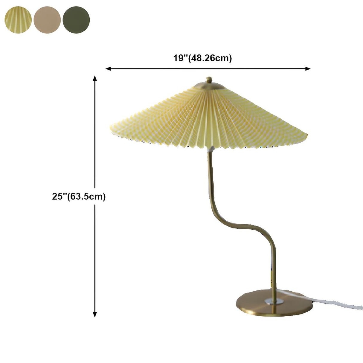 Unique Pleated Fabric Umbrella Curved Arm Table Lamp 