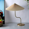 Unique Pleated Fabric Umbrella Curved Arm Table Lamp Image - 3