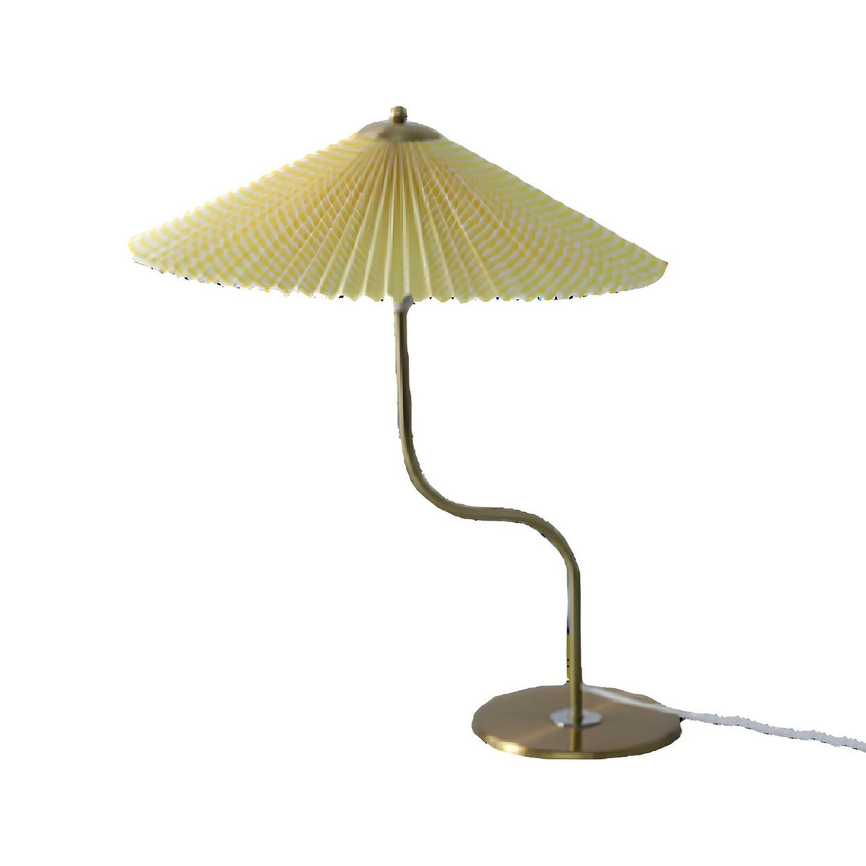 Unique Pleated Fabric Umbrella Curved Arm Table Lamp Image - 5