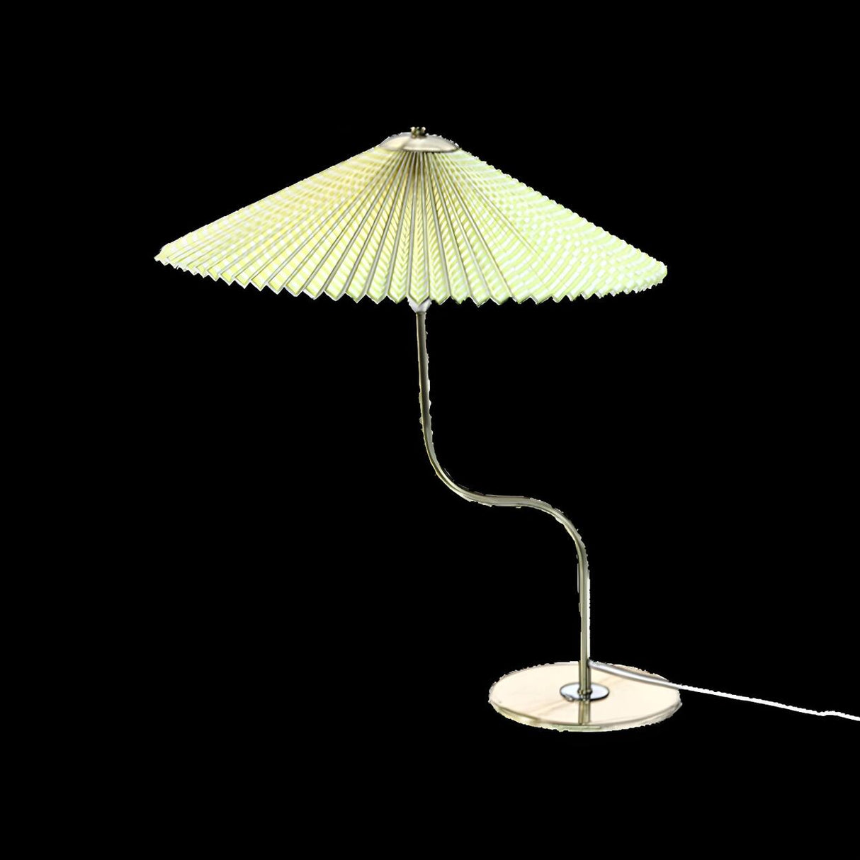 Unique Pleated Fabric Umbrella Curved Arm Table Lamp Image - 6