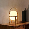 Unique Portable Wood Frame Globe Glass Shade Table Lamp Image - 6