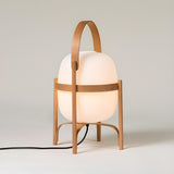 Unique Portable Wood Frame Globe Glass Shade Table Lamp Image - 8