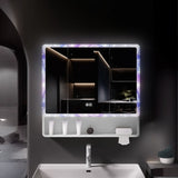 Unique Purple Light Mirror Medicine Cabinet with Shelves Image - 12