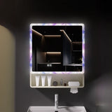 Unique Purple Light Mirror Medicine Cabinet with Shelves Image - 2