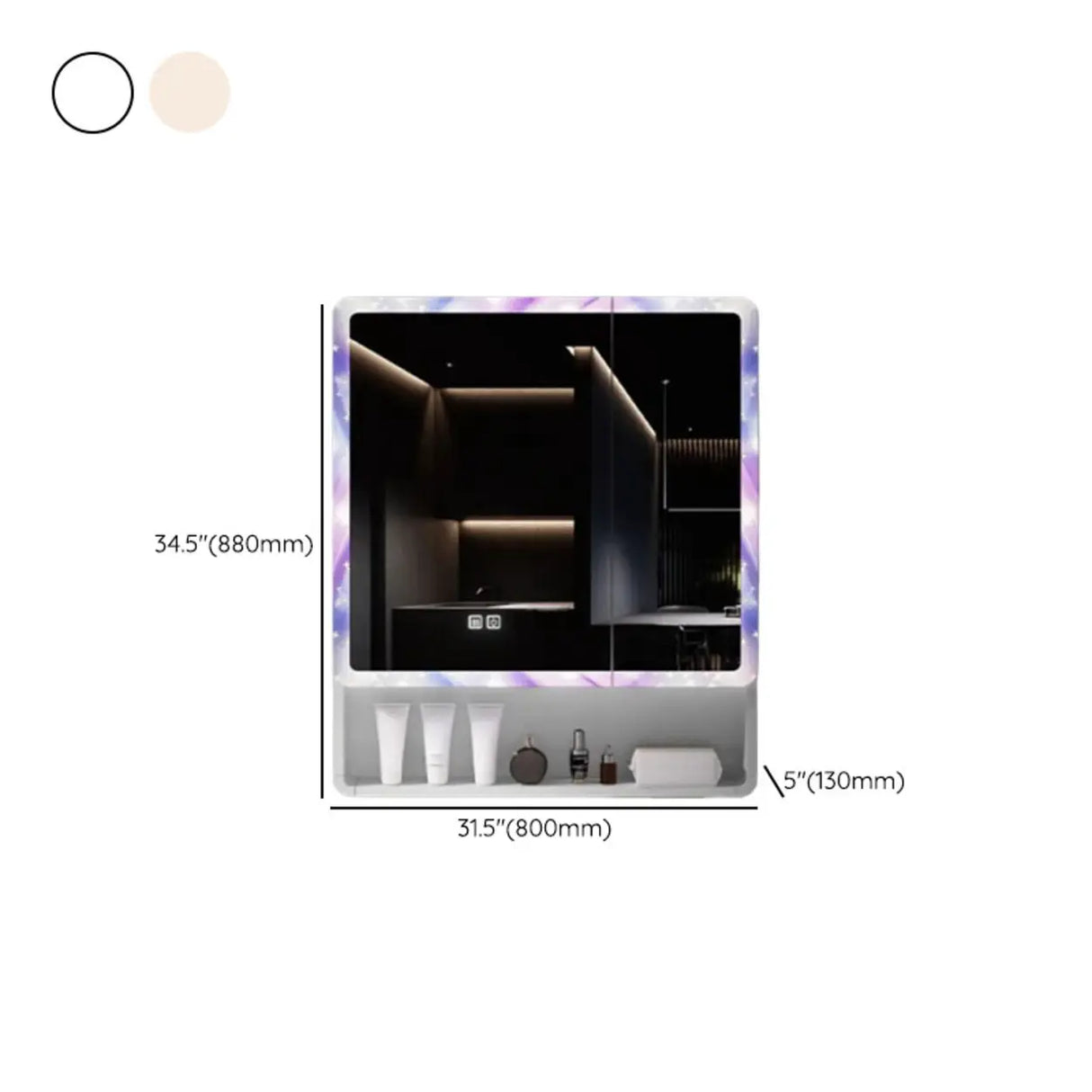 Unique Purple Light Mirror Medicine Cabinet with Shelves Image - 24