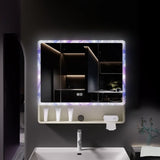 Unique Purple Light Mirror Medicine Cabinet with Shelves Image - 3