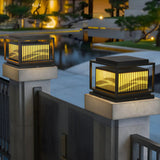 Unique Rectangular Metal Outdoor Table Lamp Warm Light Image - 3