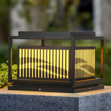 Unique Rectangular Metal Outdoor Table Lamp Warm Light Image - 4