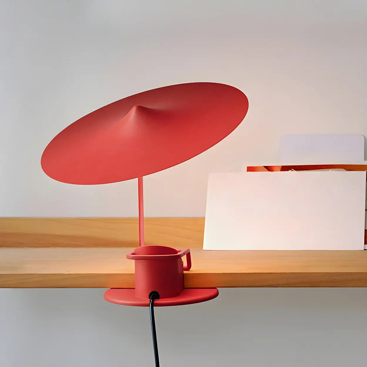 Unique Red Umbrella Bedroom Decor Metal Table Lamp Image - 1