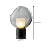 Unique Smoked Grey Glass Column Marble Base Table Lamp #size