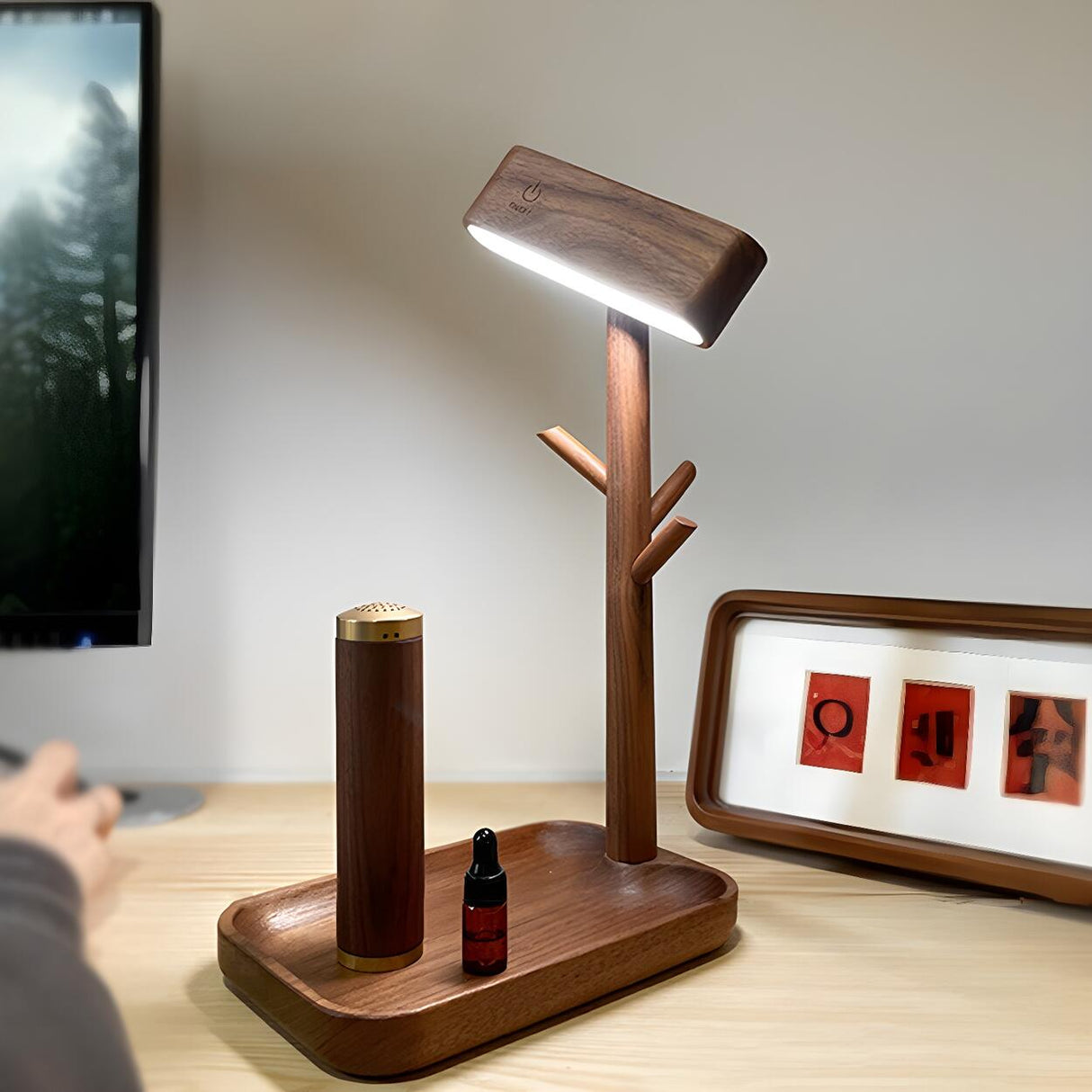 Unique Solid Wood Branch Shape LED Decor Table Lamp Image - 3