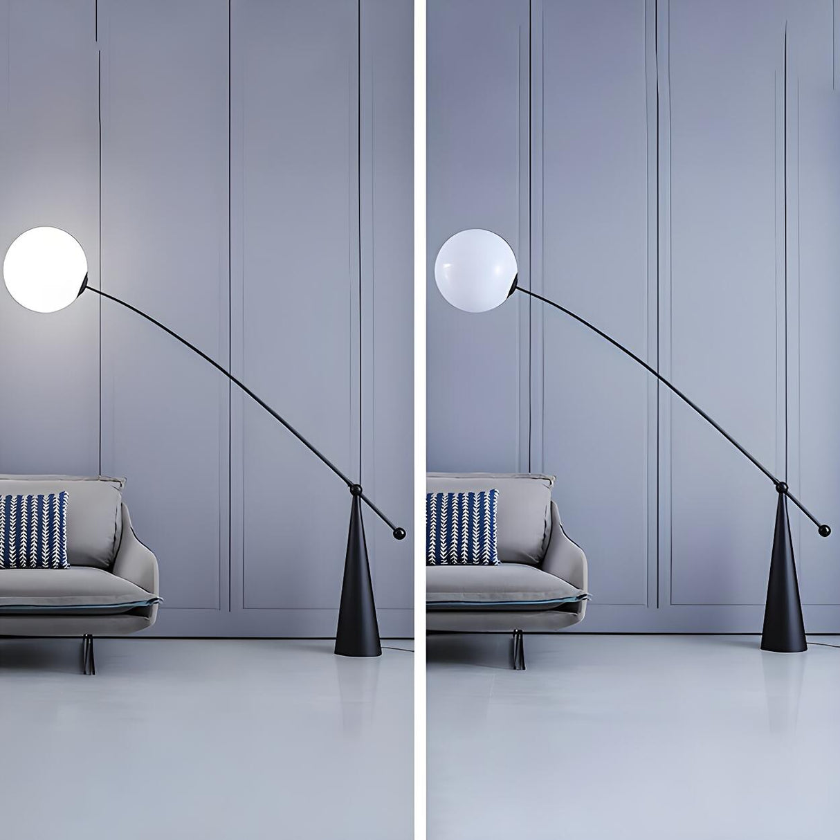 Unique Spherical Shade and Arched Metal Floor Lamp Image - 10