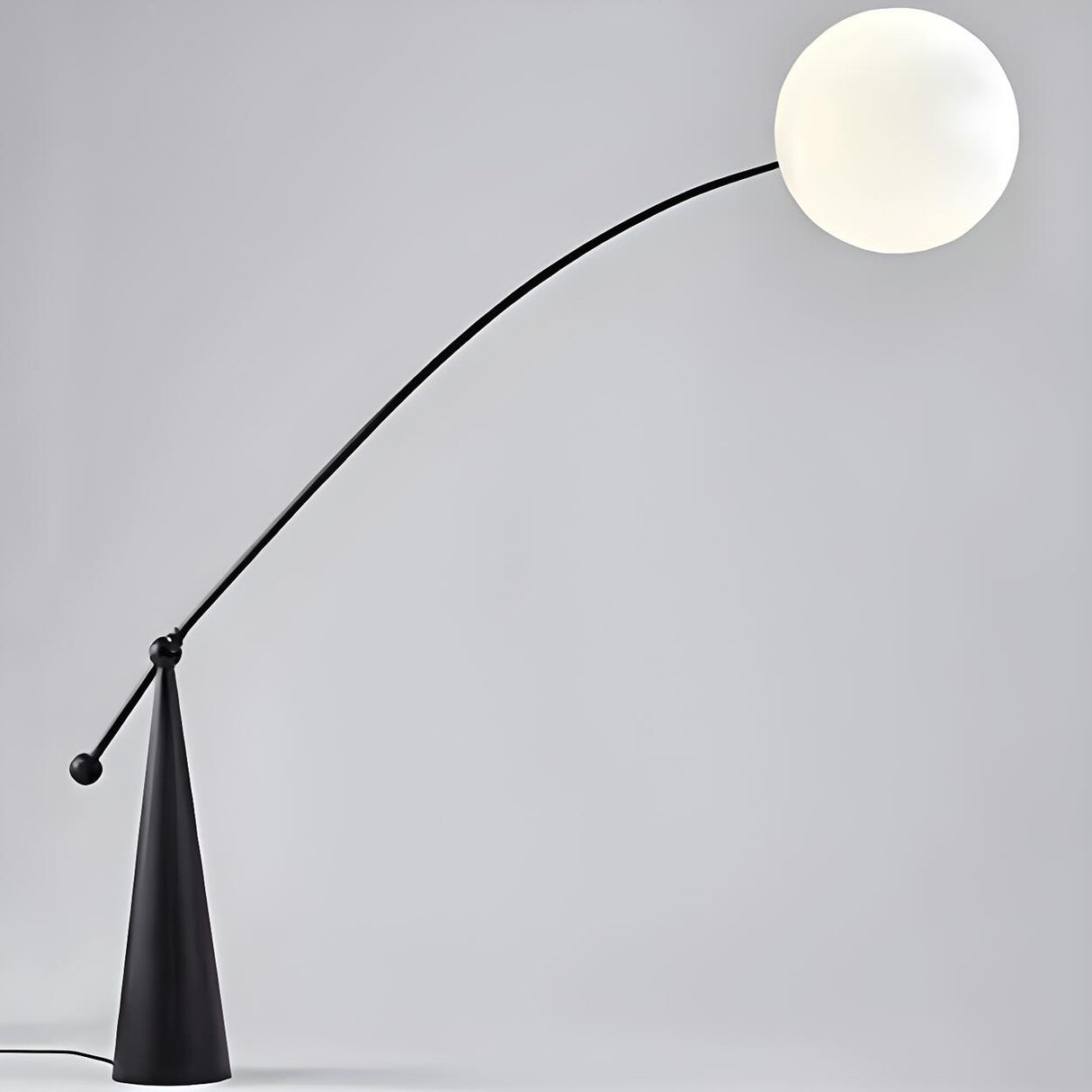 Unique Spherical Shade and Arched Metal Floor Lamp Image - 2