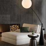 Unique Spherical Shade and Arched Metal Floor Lamp Image - 8