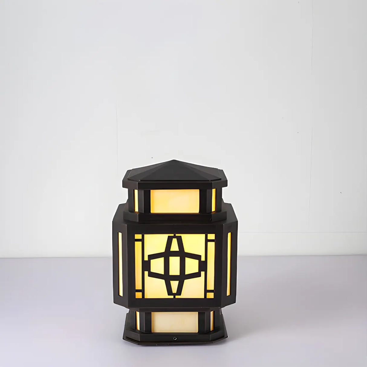 Unique Stylish Garden Lantern Pillar Outdoor Table Lamp Image - 10