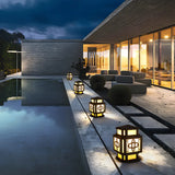 Unique Stylish Garden Lantern Pillar Outdoor Table Lamp Image - 4