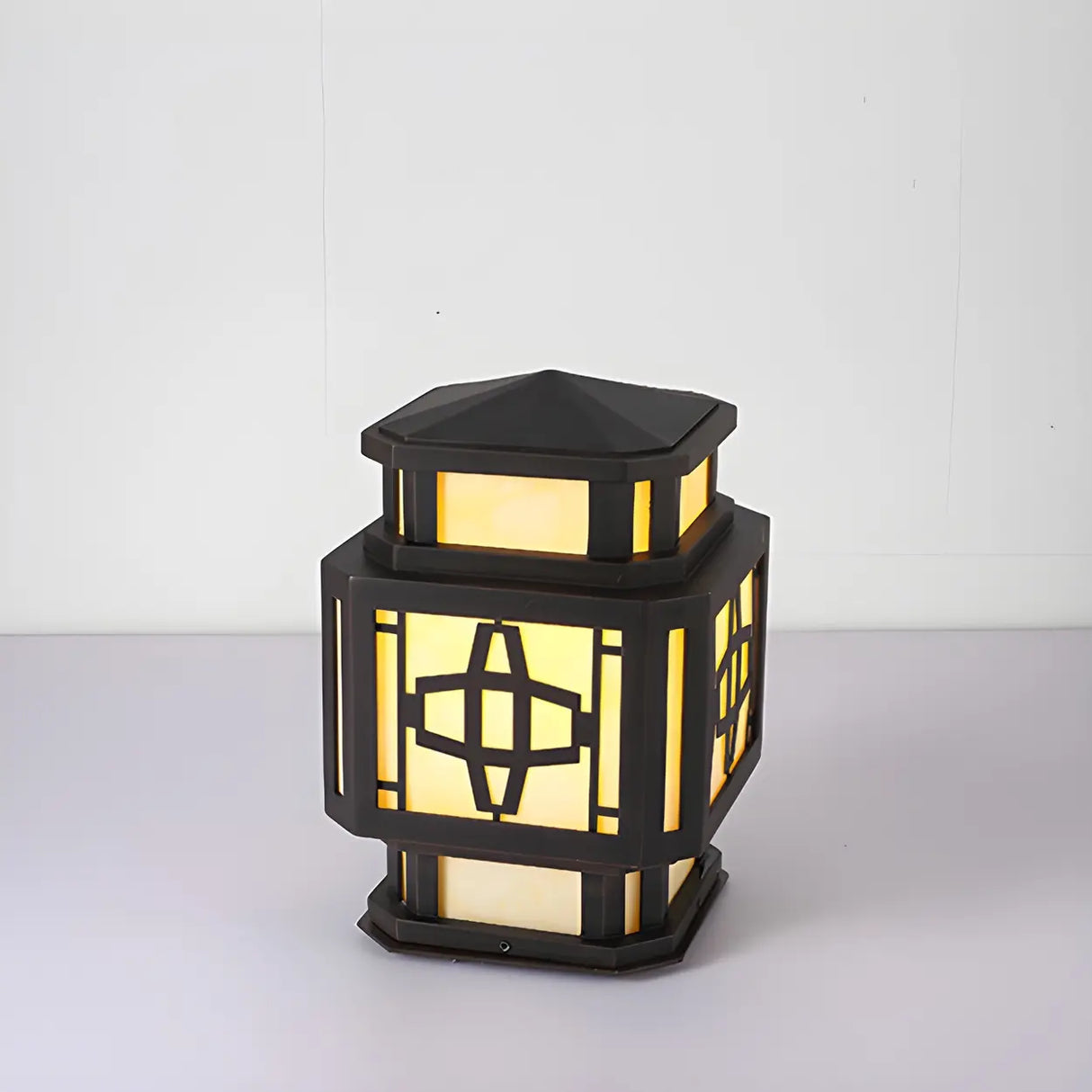 Unique Stylish Garden Lantern Pillar Outdoor Table Lamp Image - 9