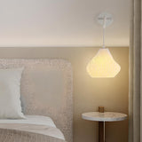 Unique Textured Glass White Geometric Wall Sconce Image - 4