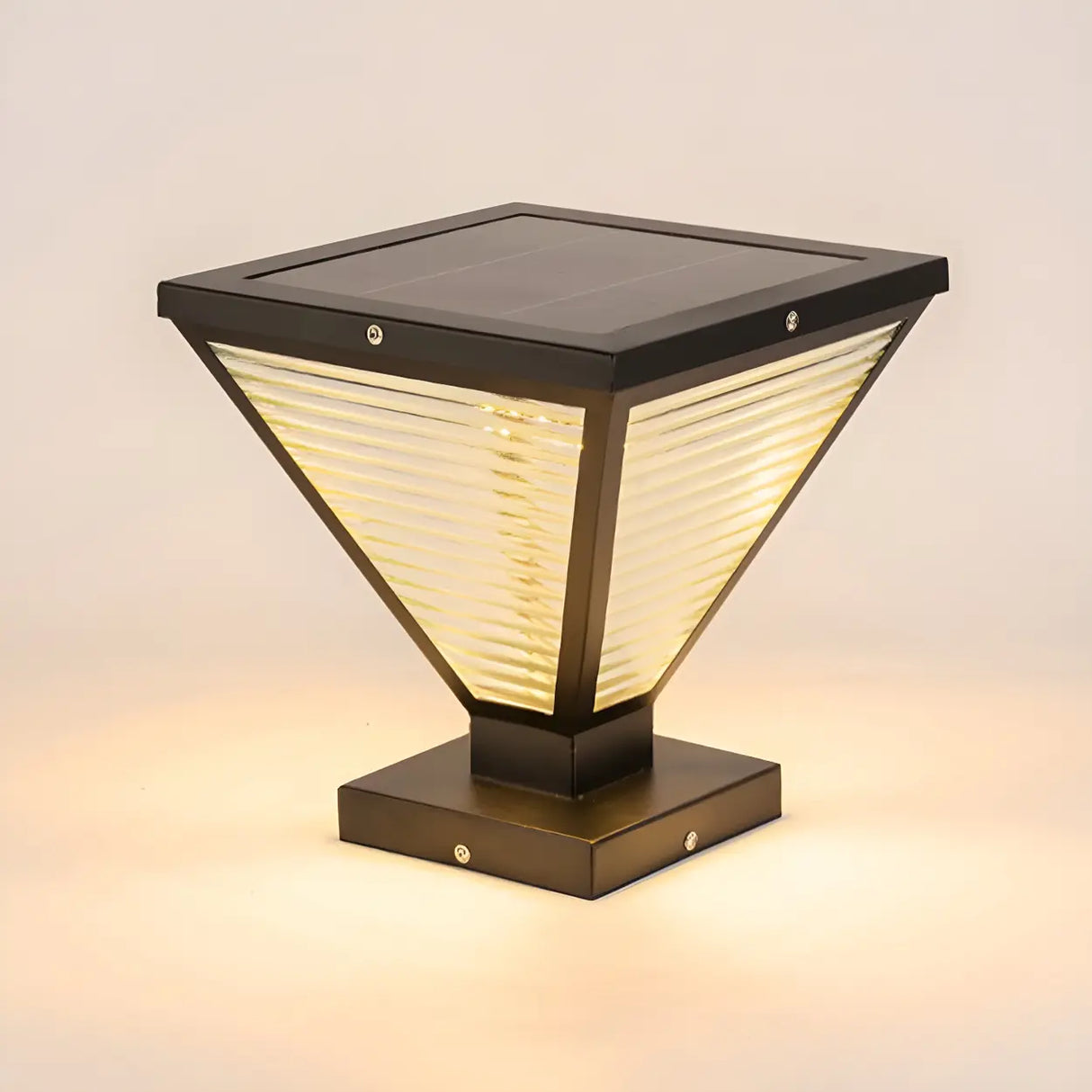 Unique Triangular Glass LED Post Outdoor Table Lamp Image - 6