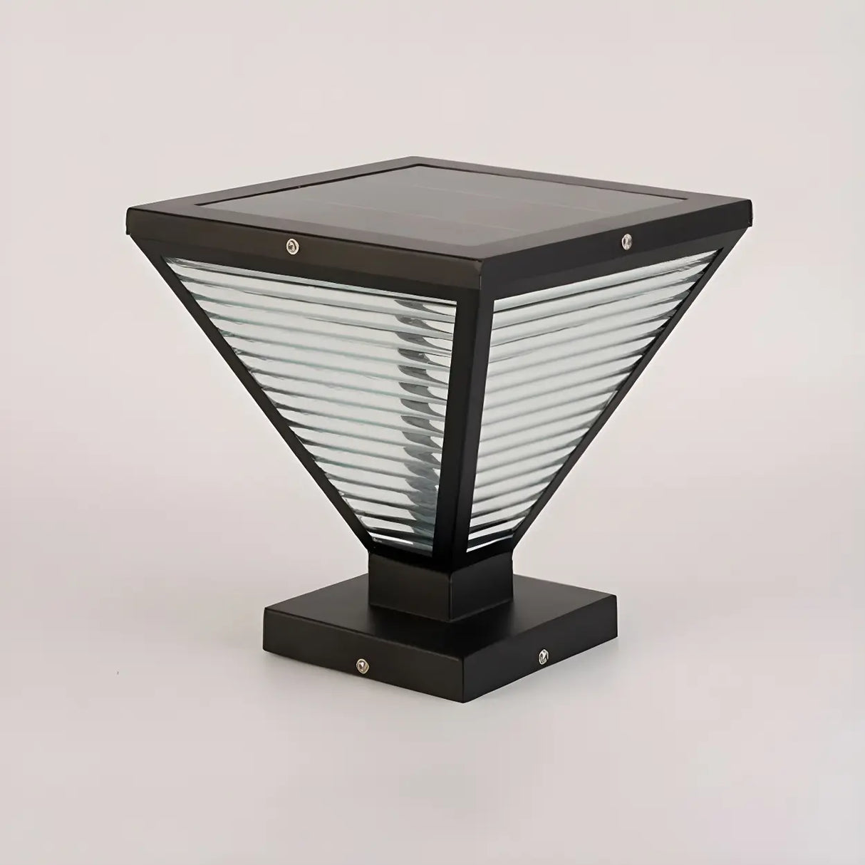 Unique Triangular Glass LED Post Outdoor Table Lamp Image - 8