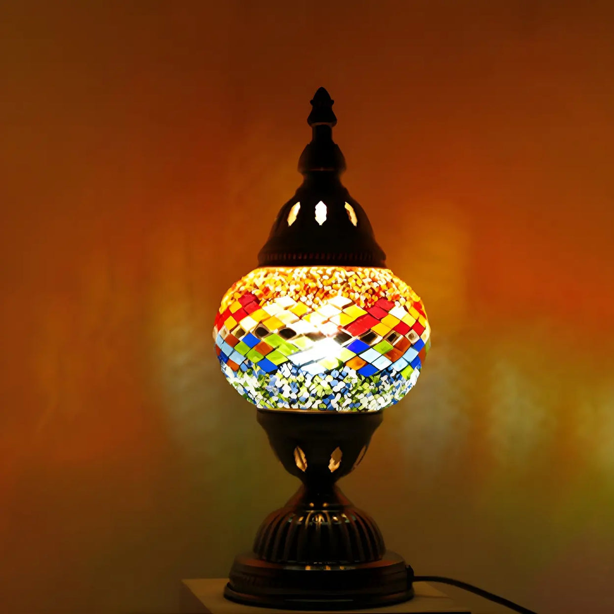 Unique Turkish Mosaic Stained Glass Stand Table Lamp Image - 10