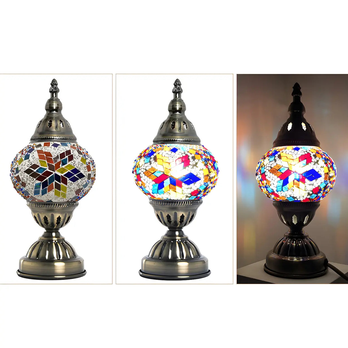 Unique Turkish Mosaic Stained Glass Stand Table Lamp Image - 13