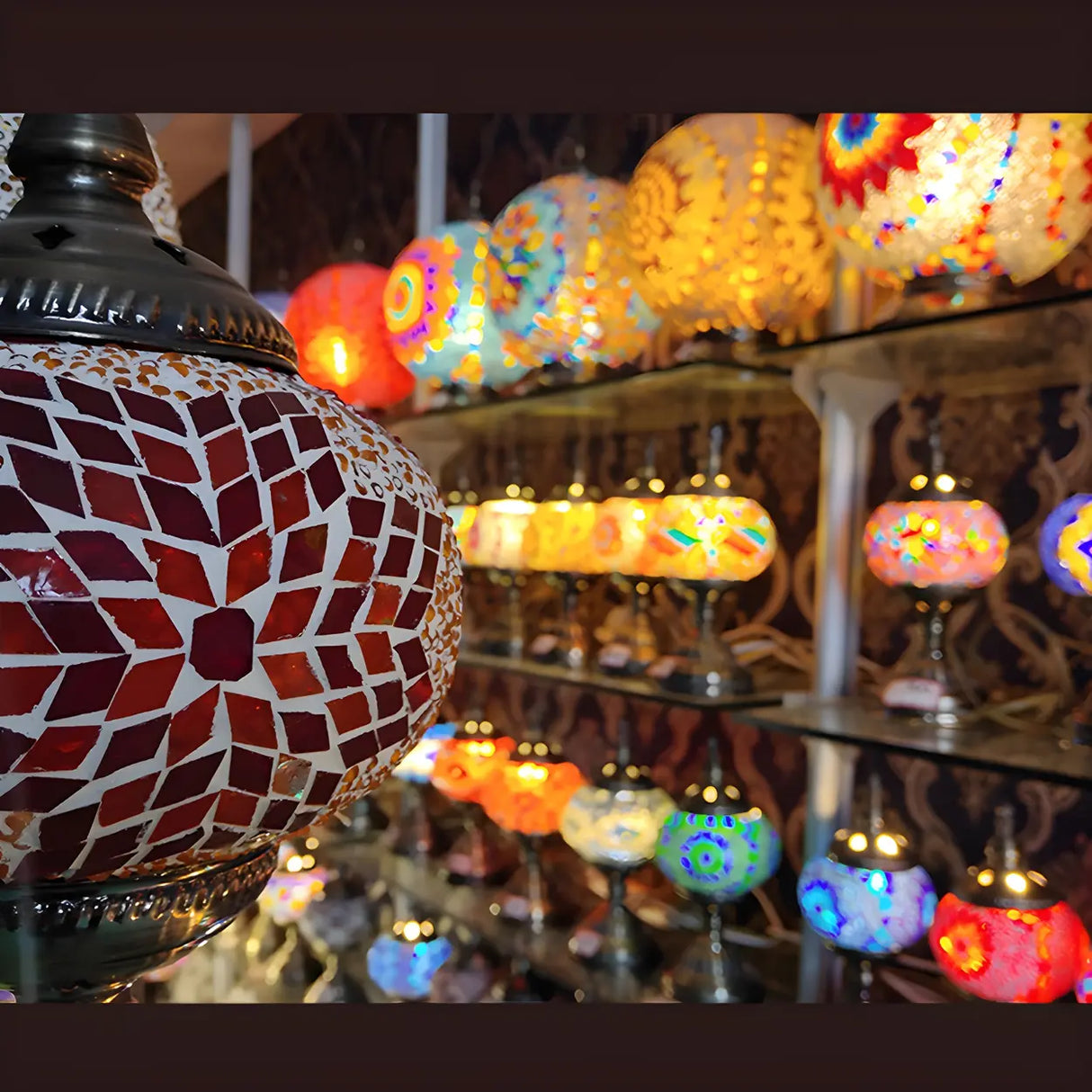 Unique Turkish Mosaic Stained Glass Stand Table Lamp Image - 14