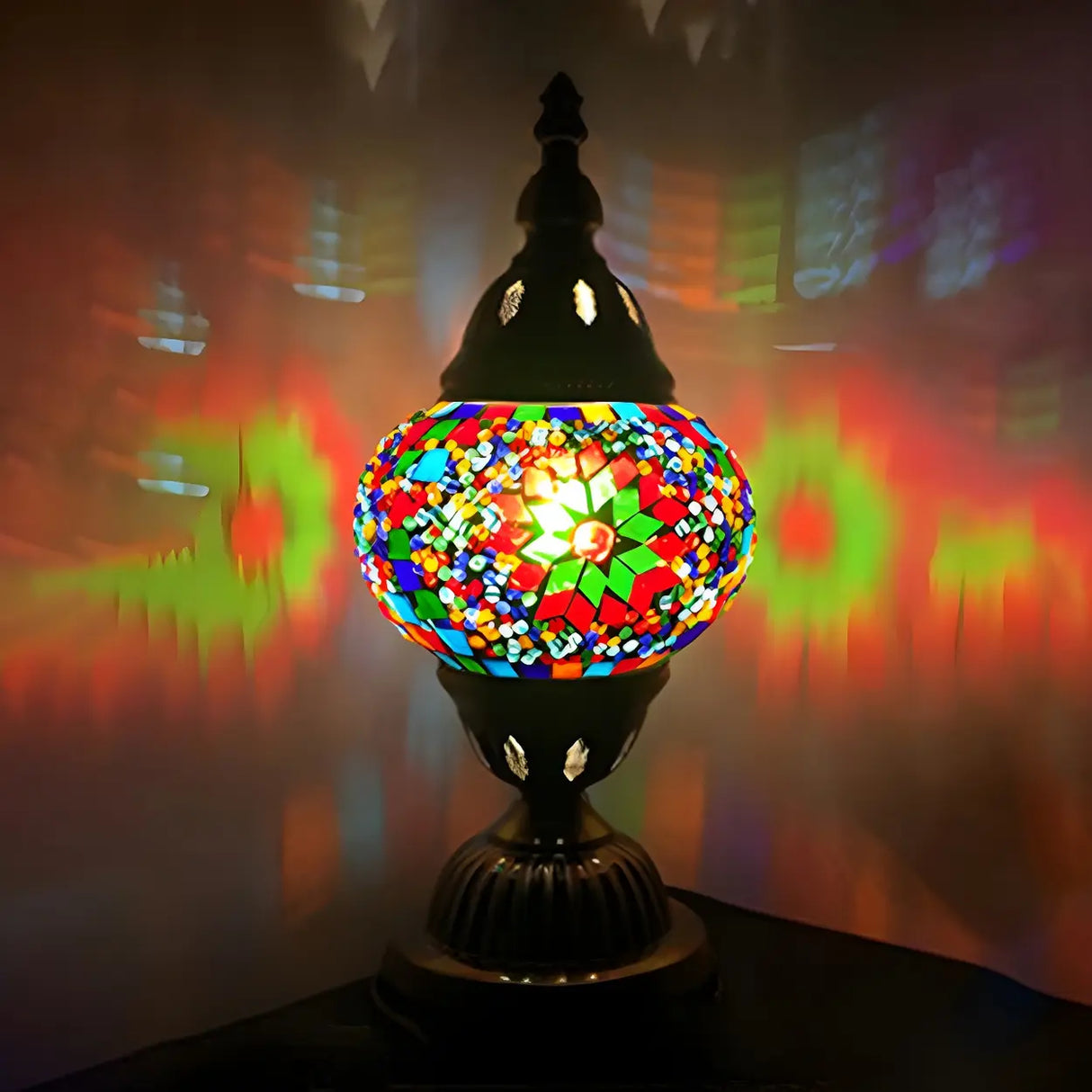 Unique Turkish Mosaic Stained Glass Stand Table Lamp Image - 3