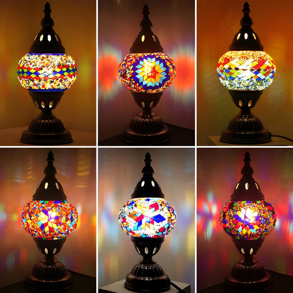 Unique Turkish Mosaic Stained Glass Stand Table Lamp Image - 6