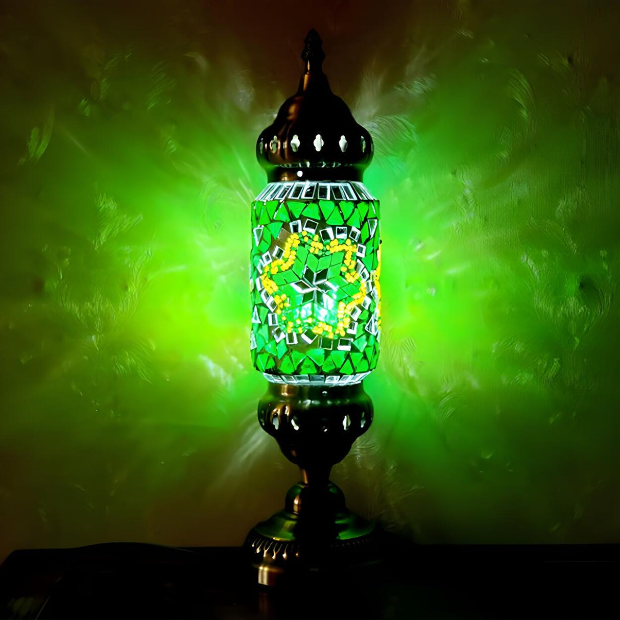 Unique Turkish Mosaic Standing Glass Bedside Table Lamp Image - 10