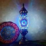 Unique Turkish Mosaic Standing Glass Bedside Table Lamp Image - 11