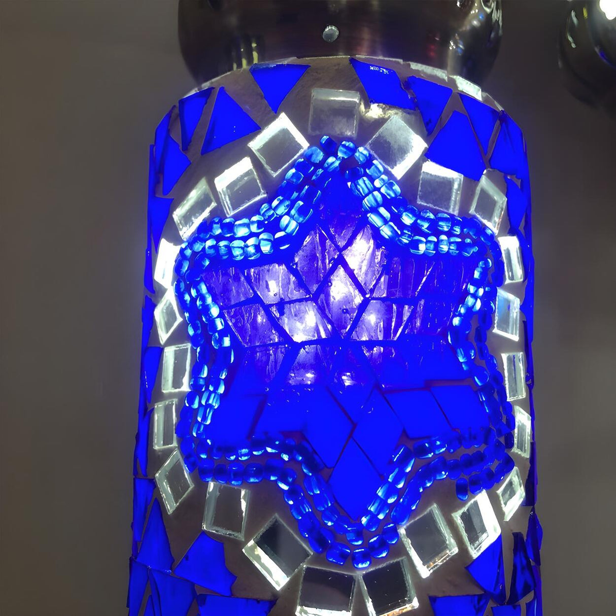 Unique Turkish Mosaic Standing Glass Bedside Table Lamp Image - 8