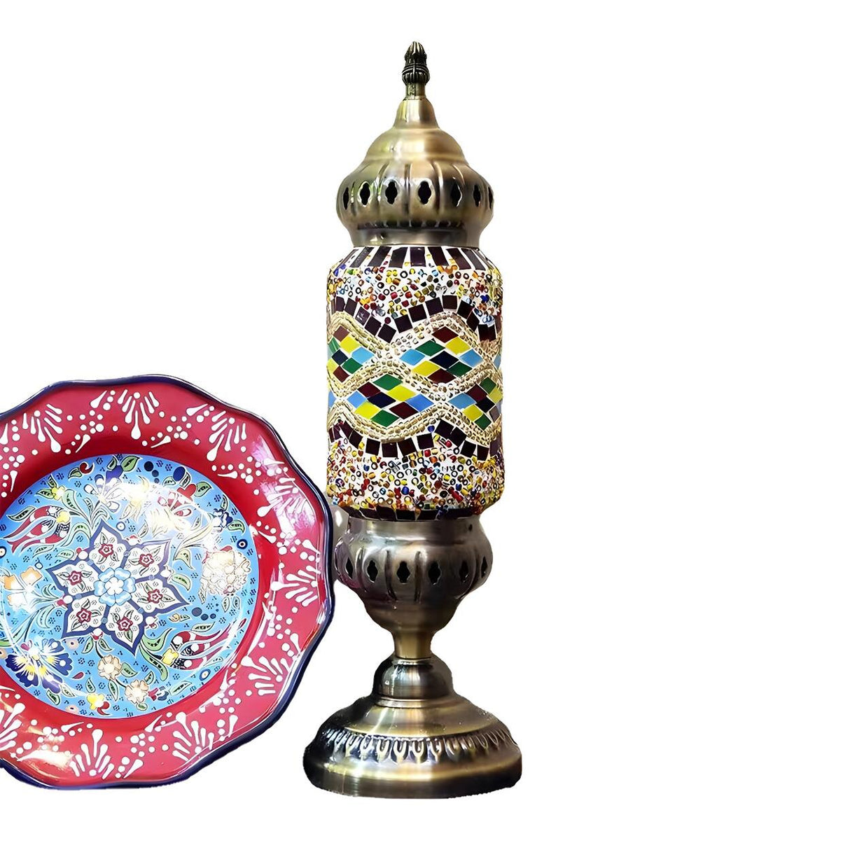 Unique Turkish Mosaic Standing Glass Bedside Table Lamp Image - 9