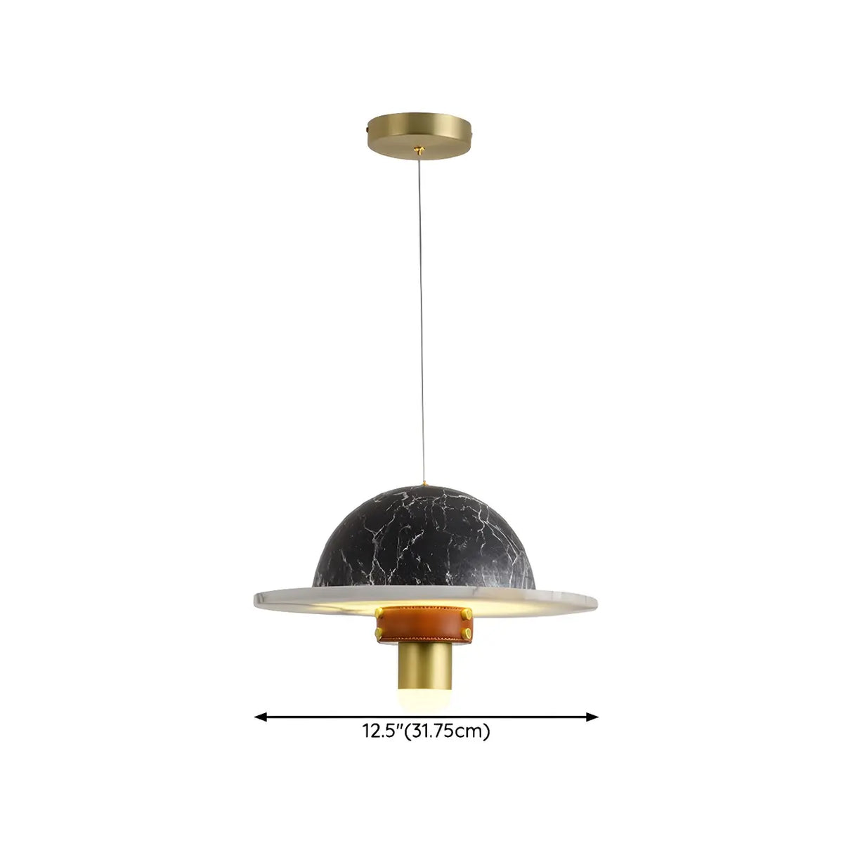 Unique UFO Modern Black Marble Dining Room Pendant Light Image - 10