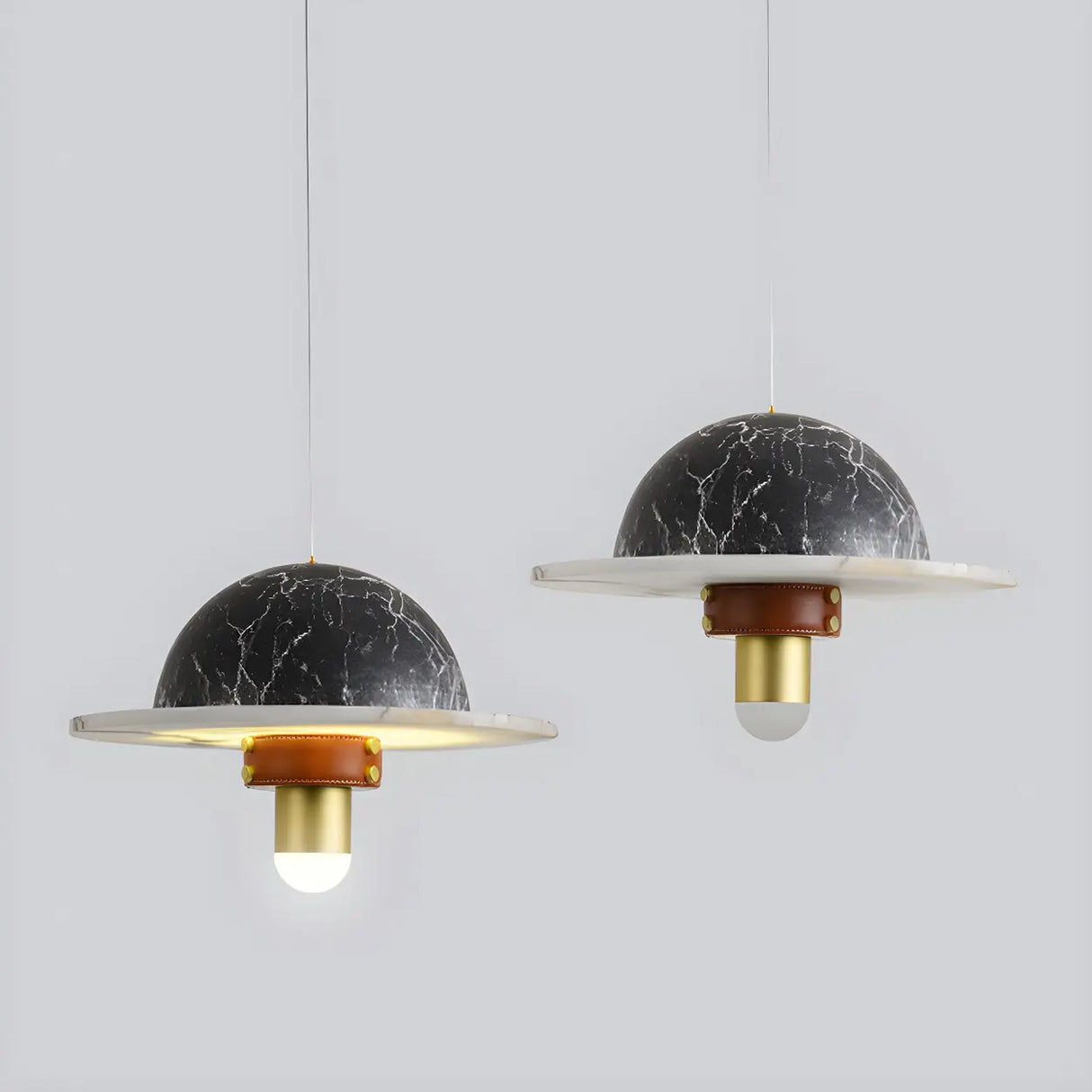 Unique UFO Modern Black Marble Dining Room Pendant Light Image - 7