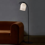 Unique White Barrel and Arch Metal LED Floor Lamp Image - 2