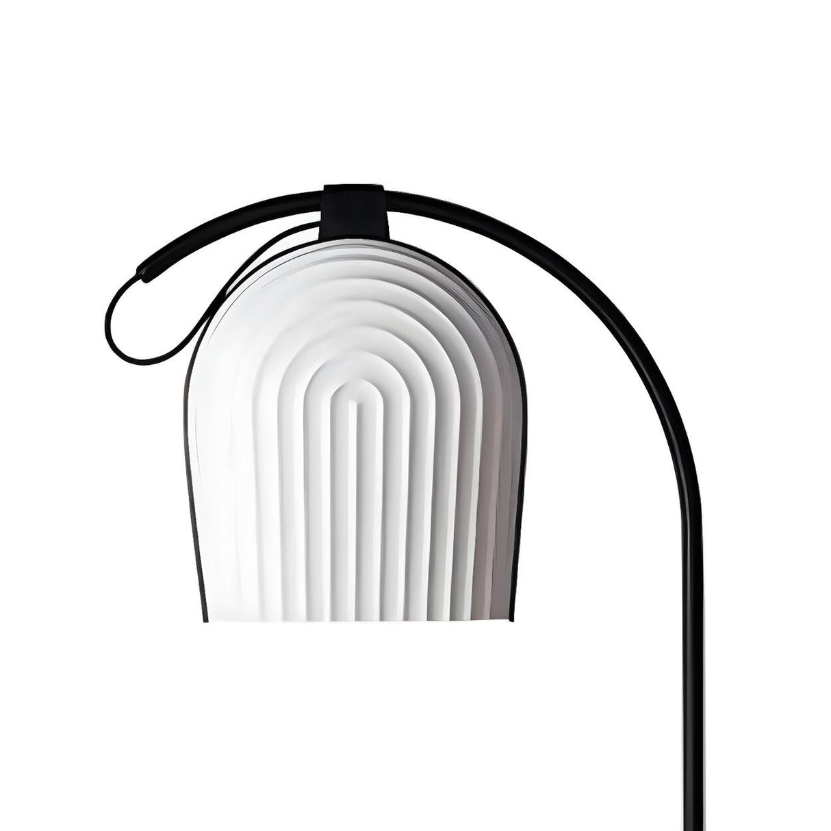 Unique White Barrel and Arch Metal LED Floor Lamp Image - 4