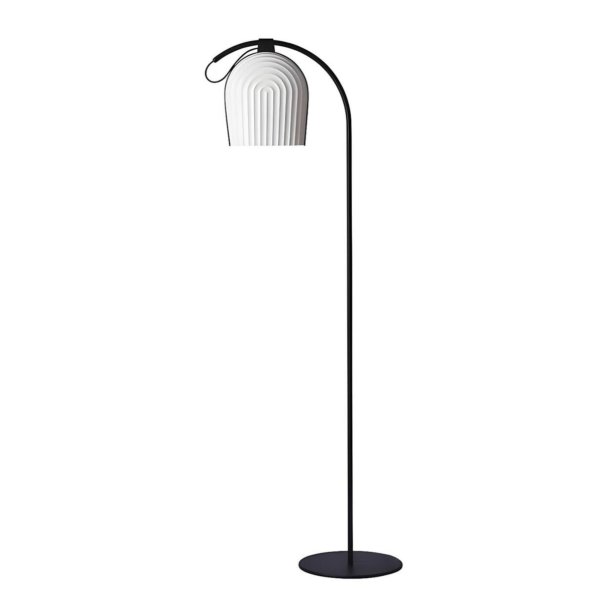 Unique White Barrel and Arch Metal LED Floor Lamp Image - 5