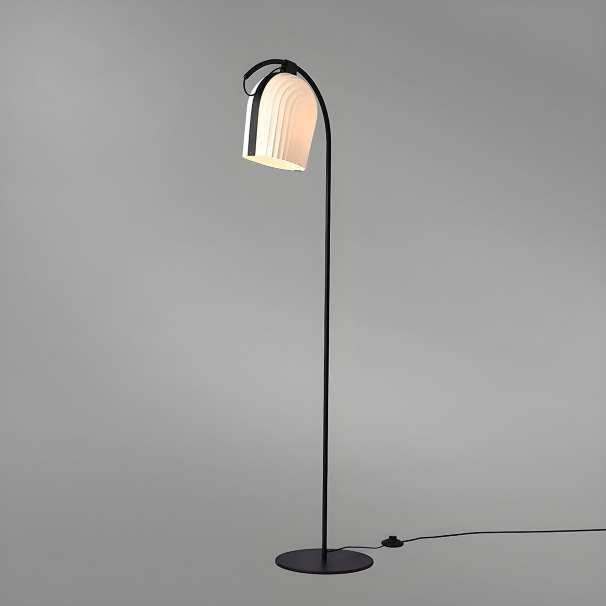 Unique White Barrel and Arch Metal LED Floor Lamp Image - 7