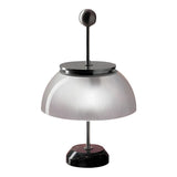 Unique White Glass Dome Shade Metal Accents Table Lamp Image - 2