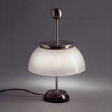 Unique White Glass Dome Shade Metal Accents Table Lamp Image - 8