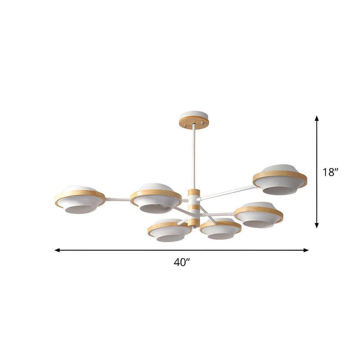 Unique White Wood UFO Semi-Flush Mount Light 3-Light Image - 10