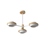 Unique White Wood UFO Semi-Flush Mount Light 3-Light Image - 3