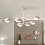 Unique White Wood UFO Semi-Flush Mount Light 3-Light Image - 6